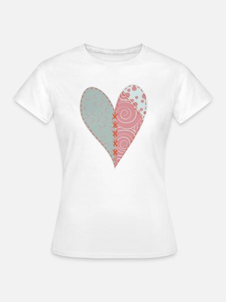 Patchwork Herz Nr. 3 - Frauen T-Shirt - Weiß