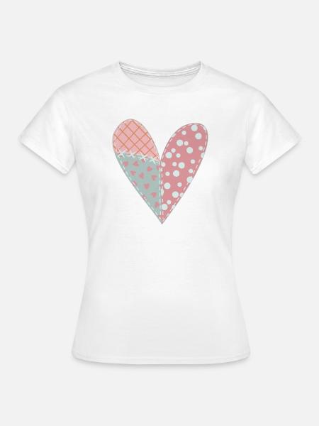 Patchwork Herz Nr. 6 - Frauen T-Shirt - Weiß