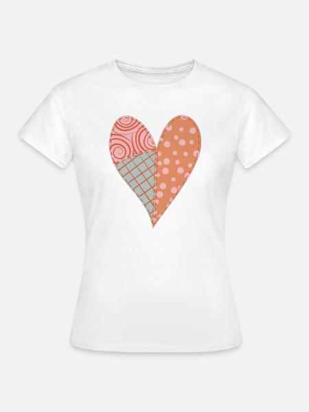 Patchwork Herz Nr. 4 - Frauen T-Shirt - Weiß