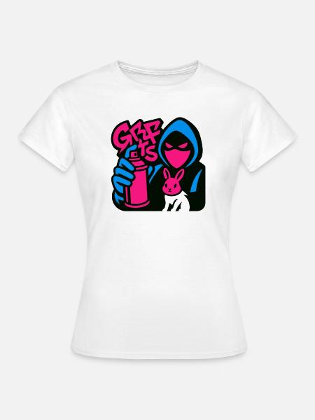 Graffiti Rabbit blue/pink - Frauen T-Shirt - Weiß