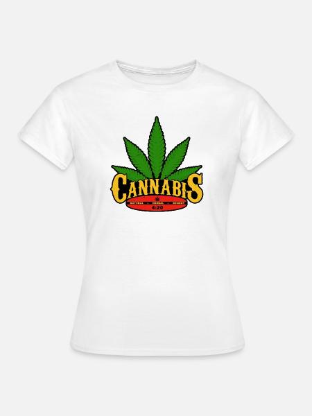 Cannabis Blatt Retro Abzeichen Design - Frauen T-Shirt - Weiß