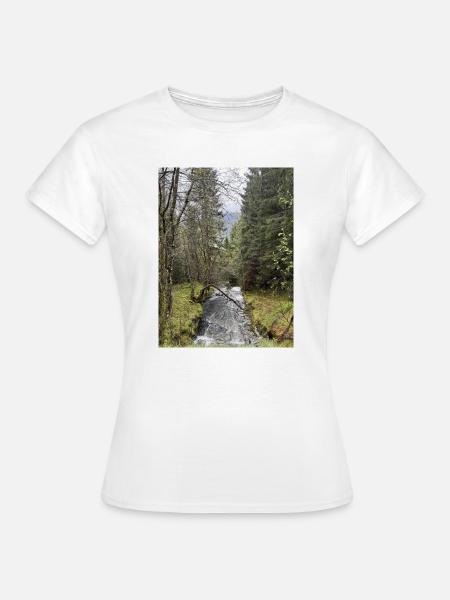Naturlandschaft mit Fluss und Bäumen - Frauen T-Shirt - Weiß