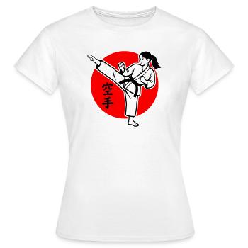 Karate Yokogeri weiblich - Frauen T-Shirt - Weiß - Vorne - AI Model Female 172 dark (172cm)