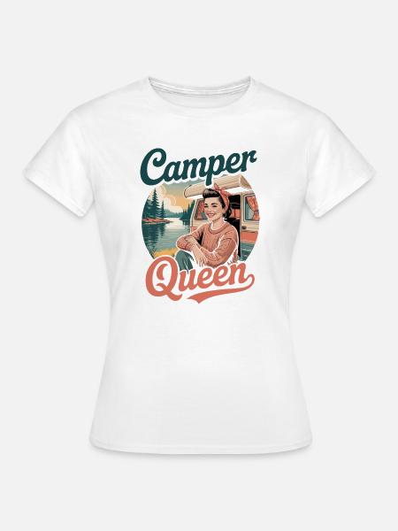 Camper Queen Retro Camping - Frauen T-Shirt - Weiß
