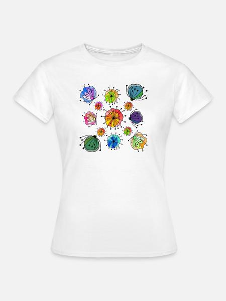 Buntes abstraktes Schmetterlingsmuster - Frauen T-Shirt - Weiß