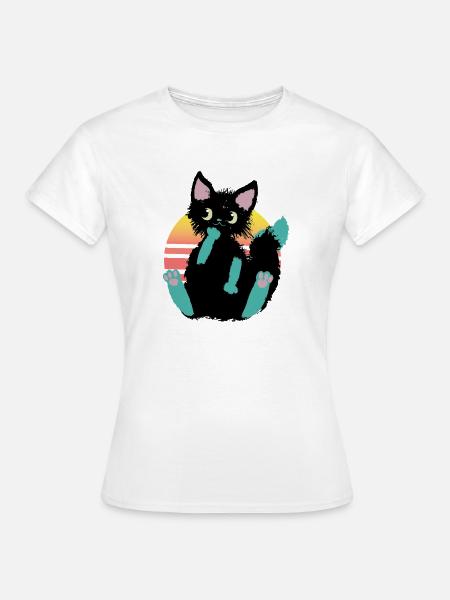 kritzelkatze Klecks, denkt nach - Frauen T-Shirt - Weiß