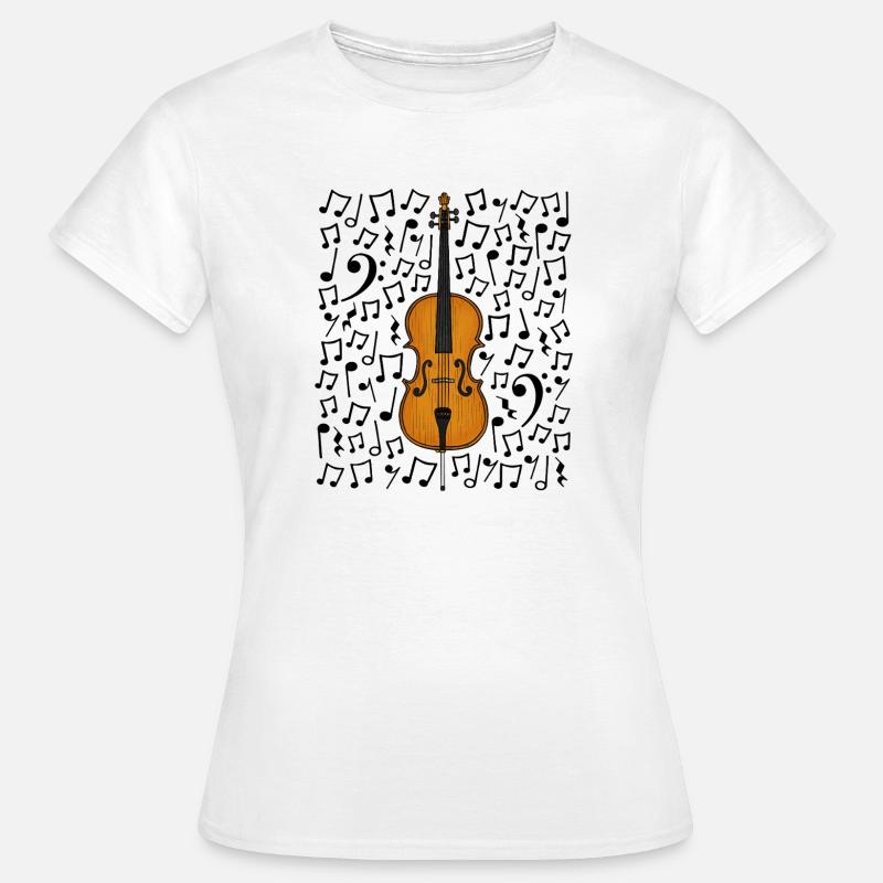 Cello Musical Notes Cellist String Musician - Women's T-Shirt - white