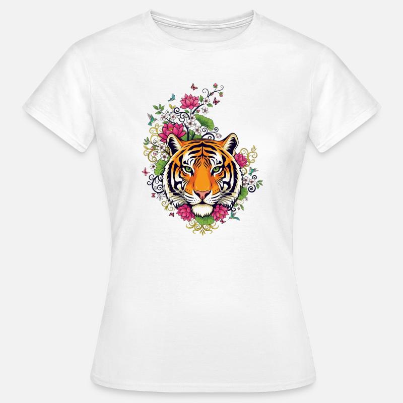 tiger - T-skjorte for kvinner - hvit