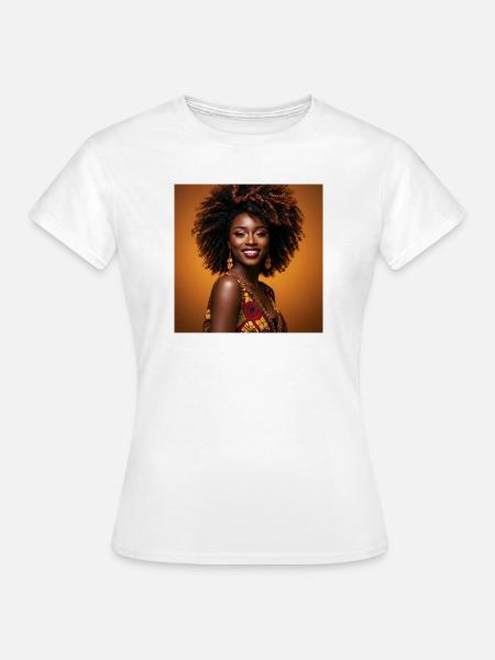 Fröhliche bunte Afro-Frau - Frauen T-Shirt - Weiß