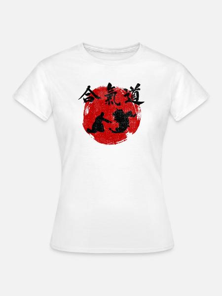 Japanische Aikido-Kunst in Silhouette - Frauen T-Shirt - Weiß
