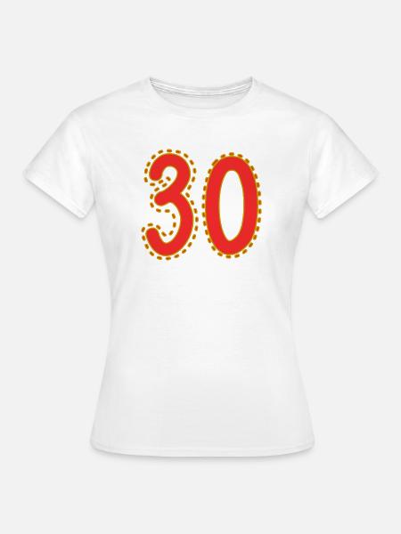 Nummer 30 auf farbigem Blattpapier - Frauen T-Shirt - Weiß