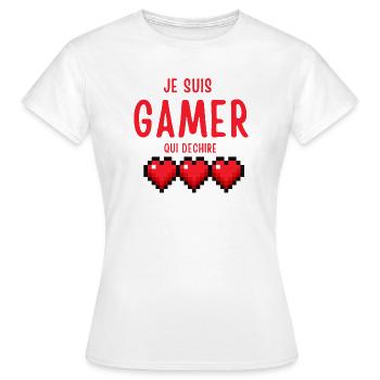 Gamer Passion Pixels Ich bin ein Gamer, der rockt - Frauen T-Shirt - Weiß - Vorne - AI Model Female 172 dark (172cm)
