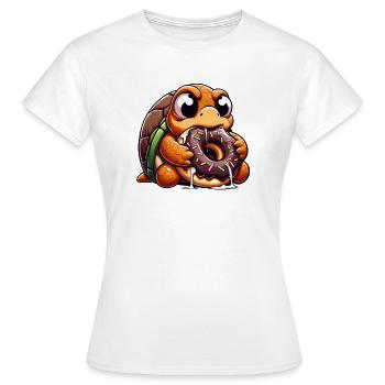 Süße Schildkröte Donut Nachtisch Cartoon  - Frauen T-Shirt - Weiß - Vorne - AI Model Female 172 dark (172cm)