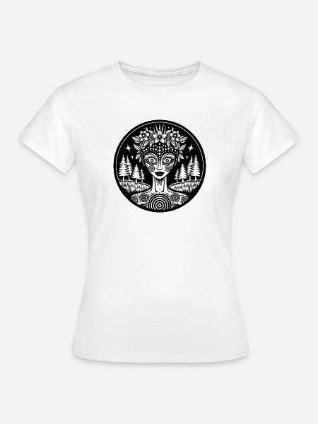 Mystischer Waldgeist Illustration - Frauen T-Shirt - Weiß