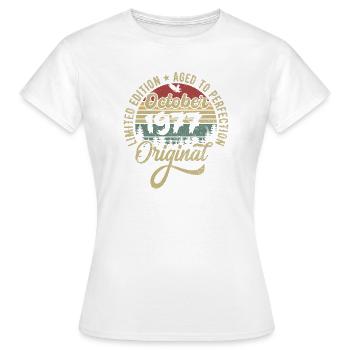 october 1977 anniversary october 1977 october - Women's T-Shirt - white - Front - AI Model Female 172 dark (172cm)