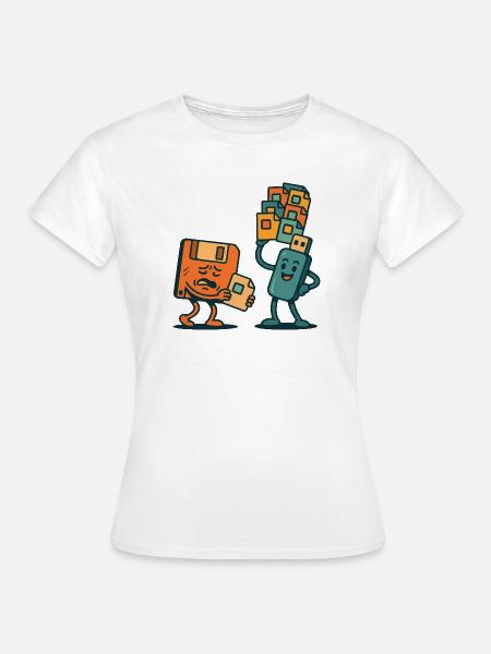 Diskette vs. USB-Laufwerk Retro Tech Sarkasmus - Frauen T-Shirt - Weiß