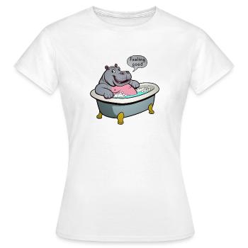 Nilpferd in der Badewanne - Frauen T-Shirt - Weiß - Vorne - AI Model Female 172 dark (172cm)