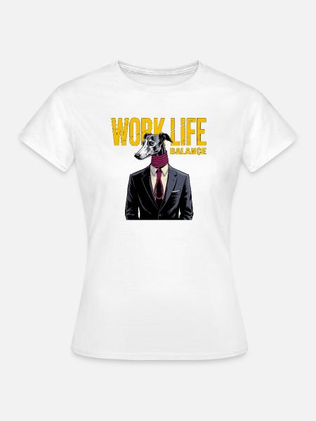 Work-Life-Balance Hund im Anzug - Frauen T-Shirt - Weiß
