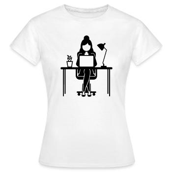 Travailleur Femme Ordinateur Job - T-shirt Femme - blanc - Devant - AI Model Female 172 dark (172cm)