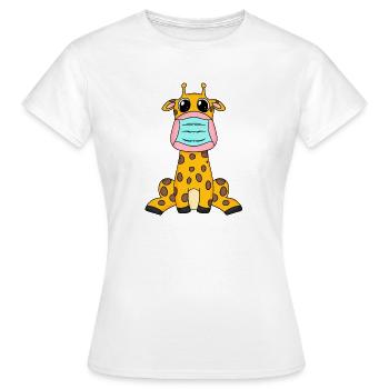 Girafe avec masque – humour et protection - T-shirt Femme - blanc - Devant - AI Model Female 172 dark (172cm)