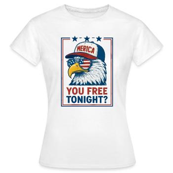 Tu es libre ce soir, Eagle, 4 juillet - T-shirt Femme - blanc - Devant - AI Model Female 172 dark (172cm)