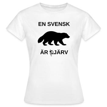 Un Suédois est järv (gras) (jeu de mots) (silhouette) 🇸🇪 - T-shirt Femme - blanc - Devant - AI Model Female 172 dark (172cm)