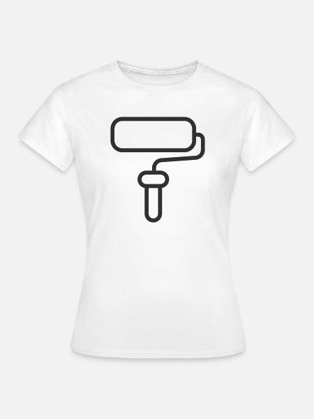 Minimalistische Farbroller-Linien-Kunst-Ikone - Frauen T-Shirt - Weiß