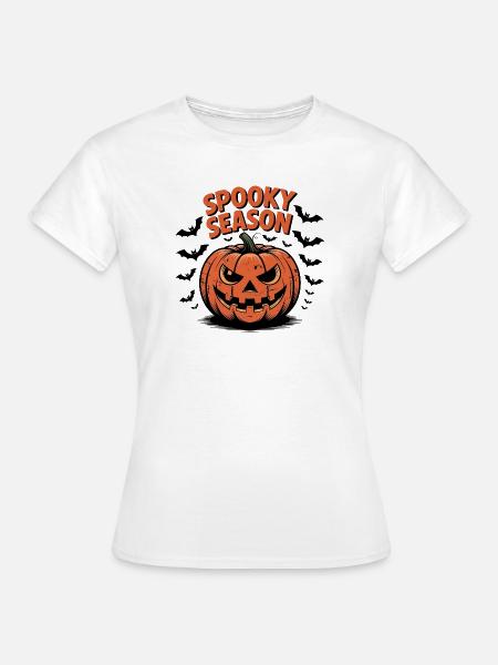 Gruselige Jahreszeit Kürbis - Frauen T-Shirt - Weiß