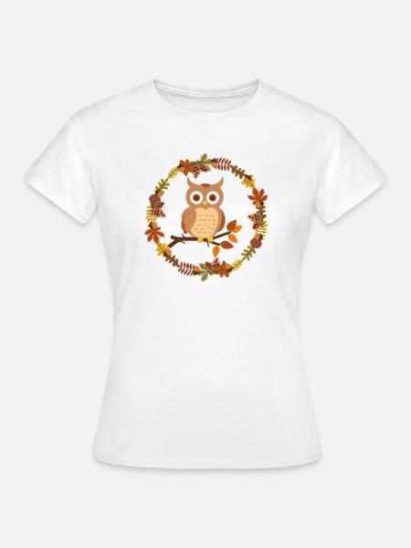 Herbstliche Eulenkranz - Frauen T-Shirt - Weiß