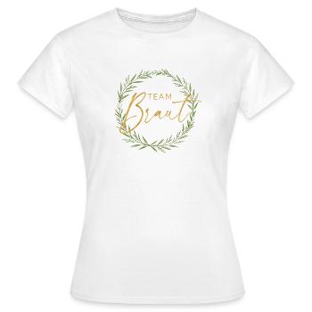Elegant Team Bride - Design with Laurel Wreath - Women's T-Shirt - white - Front - AI Model Female 172 dark (172cm)