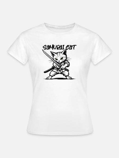Samurai Katze - Frauen T-Shirt - Weiß