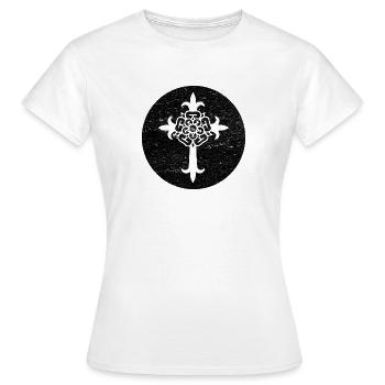 Croix Rose-Croix cercle noir illustration - T-shirt Femme - blanc - Devant - AI Model Female 172 dark (172cm)