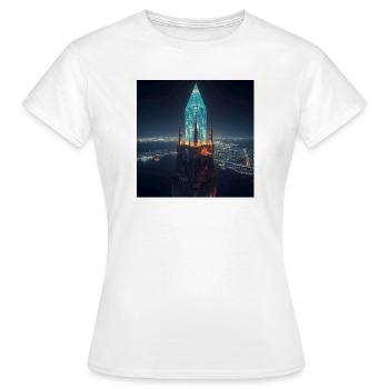 Leuchtender Wolkenkratzer bei Nacht - Frauen T-Shirt - Weiß - Vorne - AI Model Female 172 dark (172cm)