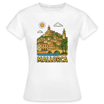 Paysage urbain coloré de Majorque - T-shirt Femme - blanc - Devant - AI Model Female 172 dark (172cm)