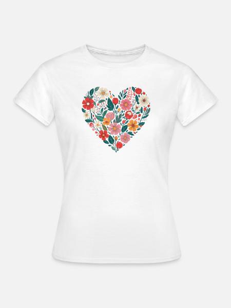Blumenherz Design - Frauen T-Shirt - Weiß