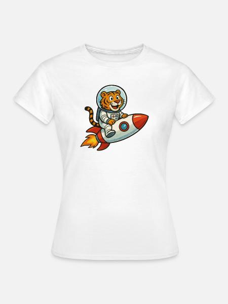 Abenteuer Tiger im Raumfahrt-Design - Frauen T-Shirt - Weiß