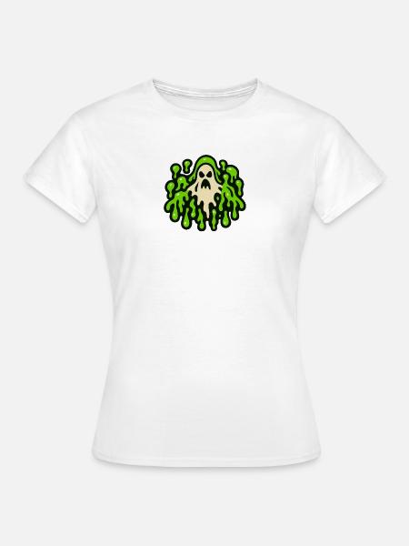 Gruseliger Geisterschleim-Print - Frauen T-Shirt - Weiß
