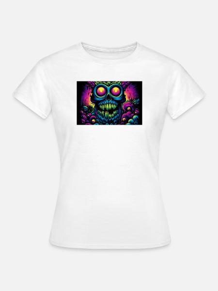 Glühender psychedelischer Schädel - Frauen T-Shirt - Weiß
