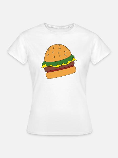 Lustiger Hamburger Cartoon-Print - Frauen T-Shirt - Weiß