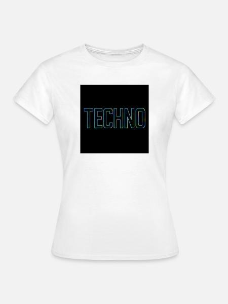 Neon Techno Schriftzug auf Schwarz - Frauen T-Shirt - Weiß