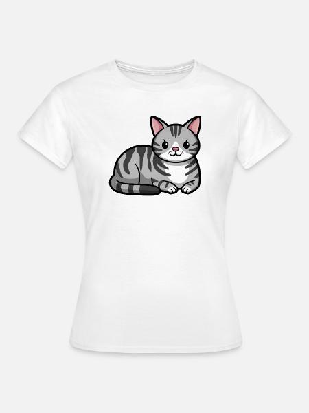 Grau getigerte Katze - Frauen T-Shirt - Weiß