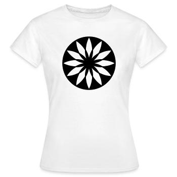 Stellar Bloom – Kornkreis-Mandala - Frauen T-Shirt - Weiß - Vorne - AI Model Female 172 dark (172cm)