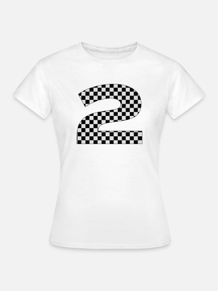 Checkerboard Muster - Zahl 2 - Frauen T-Shirt - Weiß