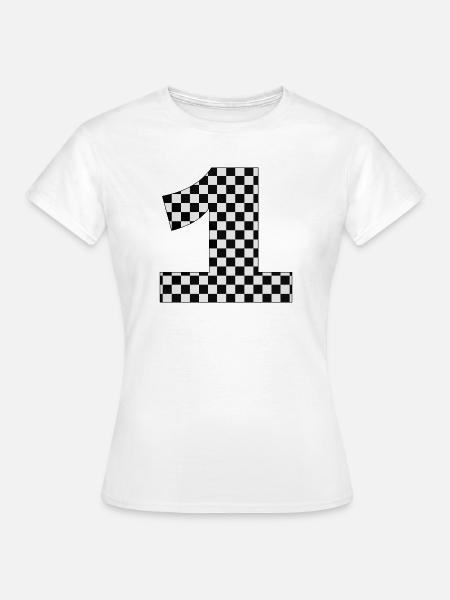 Checkerboard Zahl 1 Design - Frauen T-Shirt - Weiß