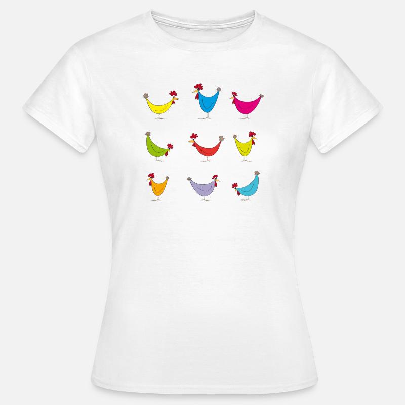 Colorful Chickens Cheerful Pattern - Women's T-Shirt - white