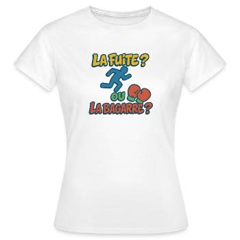 la fuite ou la bagarre - T-shirt Femme - blanc - Devant - AI Model Female 172 dark (172cm)