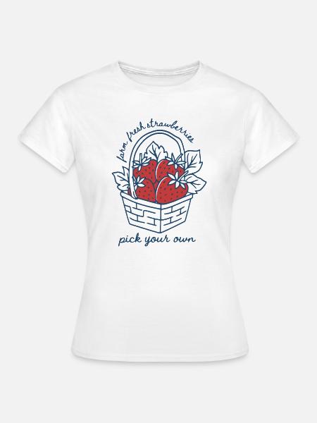 Erdbeerkorb mit personalisierter Nachricht - Frauen T-Shirt - Weiß