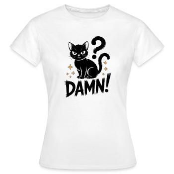 Chat noir mystique avec point d'interrogation - T-shirt Femme - blanc - Devant - AI Model Female 172 dark (172cm)