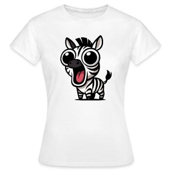 Dessin animé zèbre mignon avec des yeux écarquillés joie - T-shirt Femme - blanc - Devant - AI Model Female 172 dark (172cm)
