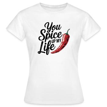 You Spicy Up My Life, Pepper Lover  - Women's T-Shirt - white - Front - AI Model Female 172 dark (172cm)